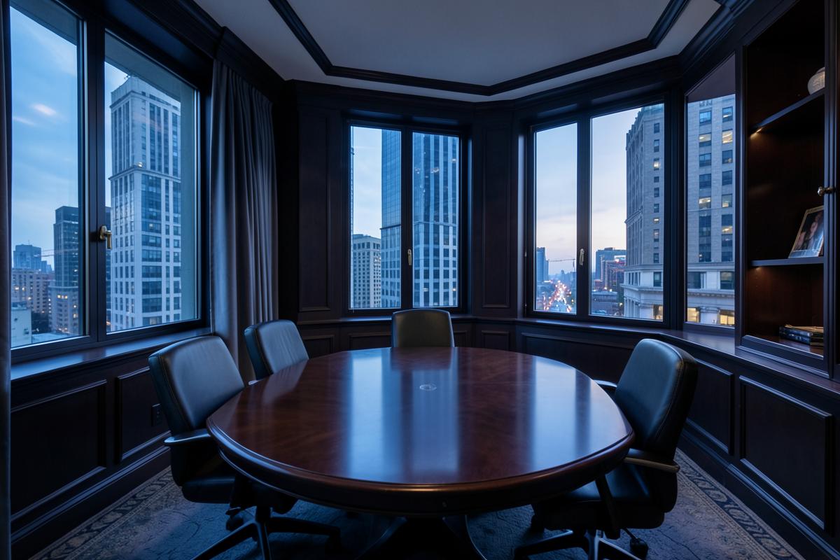 Private boardroom in an international financial district